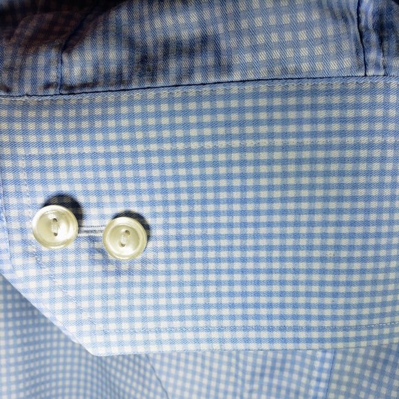 ETON of Sweden, NWOT 17.5 Light Blue and White Mini Check, Classic Fit - Picture 11 of 13